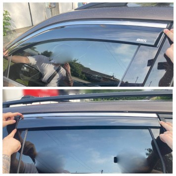 Дефлекторы окон Volkswagen Touareg 2010-2018 с нерж. хром полоской